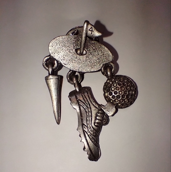 Jonelle Jewellery Jewelry - Pewter Coloured JJ Jonelle Jewelry Golf Themed Pin, Dangling Charms, Cute